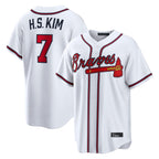 Atlanta Braves #7 Ha-Seong Kim Player White AmberGomez Home Game Stitched Jerseys