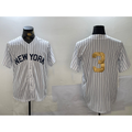New York Yankees #3 Babe Ruth White AmberGomez Pinstripe Without Name Fashion Cool Base Jersey 2
