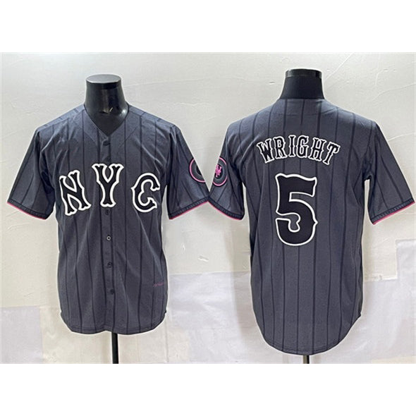 New York Mets #5 David Wright Navy AmberGomez City Connect Stitched Jersey