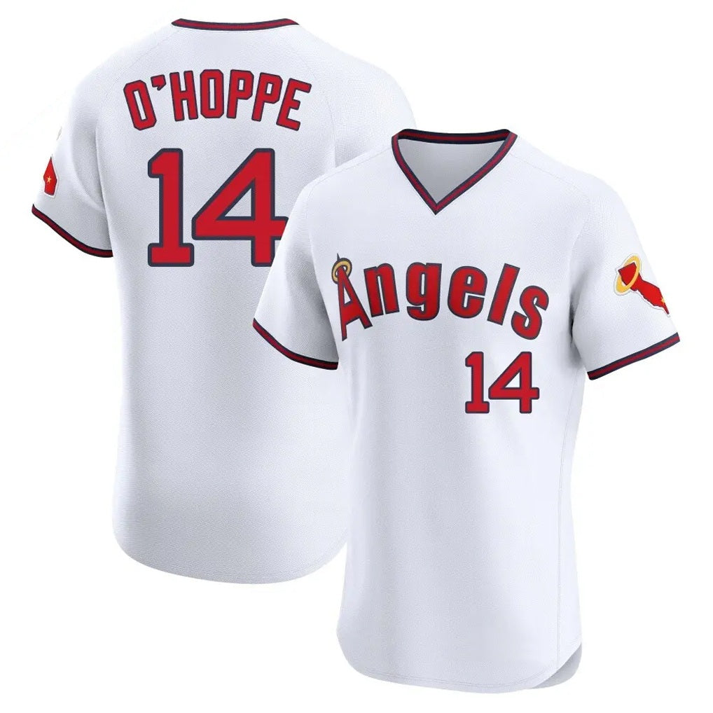 Los Angeles Angels #14 Logan O'Hoppe Player White AmberGomez T-shirt Home Limited Elite Stitched Jerseys