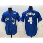 Toronto Blue Jays #4 George Springer Navy AmberGomez 2025 World Series Home Cool Base Stitched Jersey