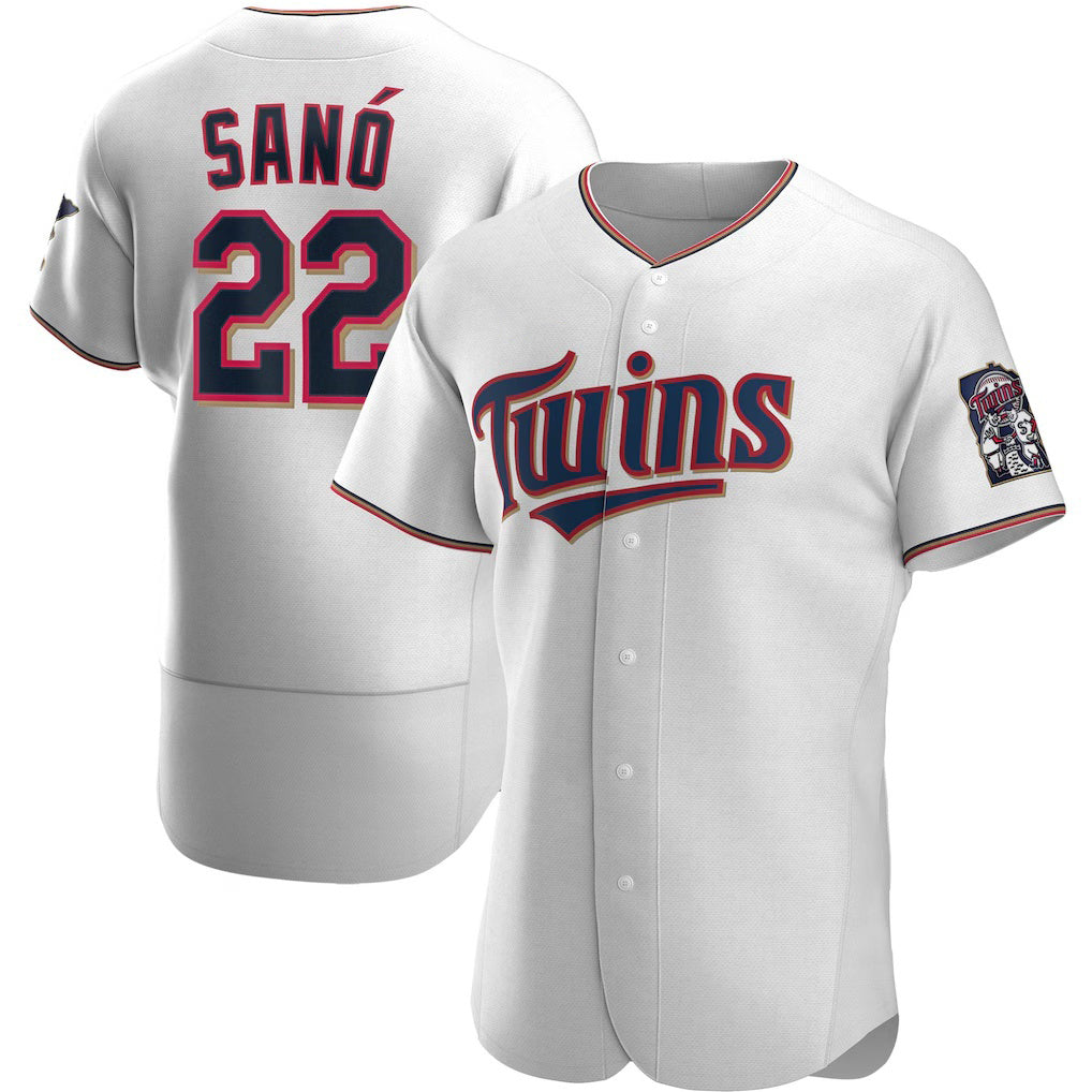 Minnesota Twins #22 Miguel Sano White AmberGomez Home Authentic Player Jersey