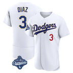 Los Angeles Dodgers #3 Edwin D¨ªaz Player Gold White AmberGomez World Series Meet 2026 Collection Stadium Limited Elite Stitched Jerseys