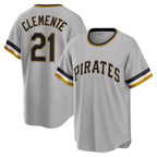 Pittsburgh Pirates #21 Roberto Clemente Gray AmberGomez Road Cooperstown Collection Player Jersey