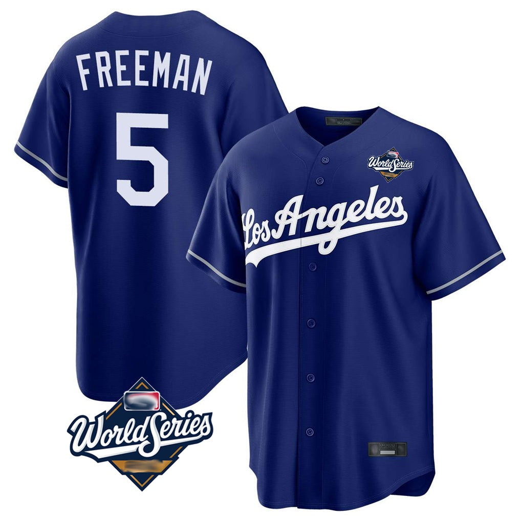 Los Angeles Dodgers #5 Freddie Freeman Player Royal AmberGomez World Series Game Stitched Jerseys