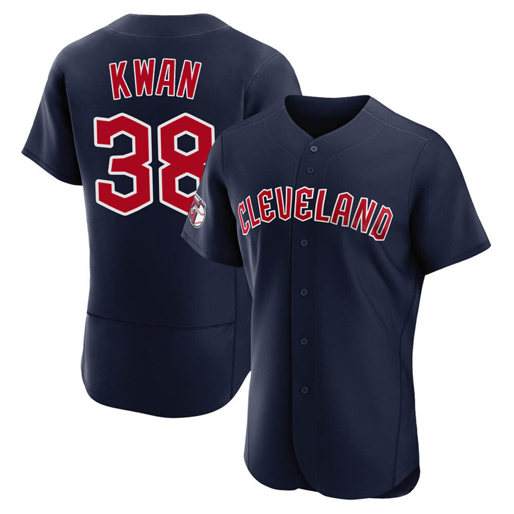 Cleveland Guardians #38 Steven Kwan Player Navy AmberGomez Limited Elite Home Stitched Jerseys
