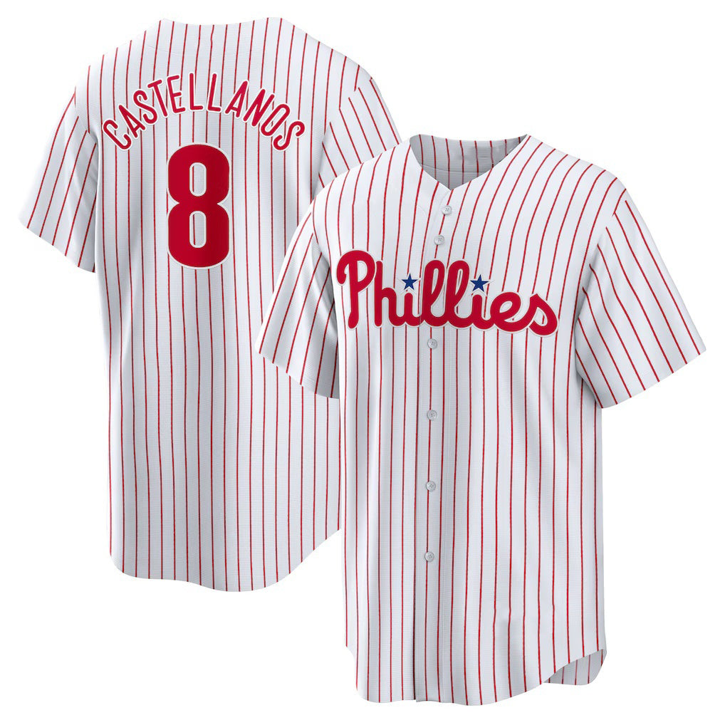 Philadelphia Phillies #8 Nick Castellanos White AmberGomez Replica Player Jersey