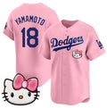 Los Angeles Dodgers #18 Yoshinobu Yamamoto Pink AmberGomez 2025 Hello Kitty Vapor Limited Stitched Jersey