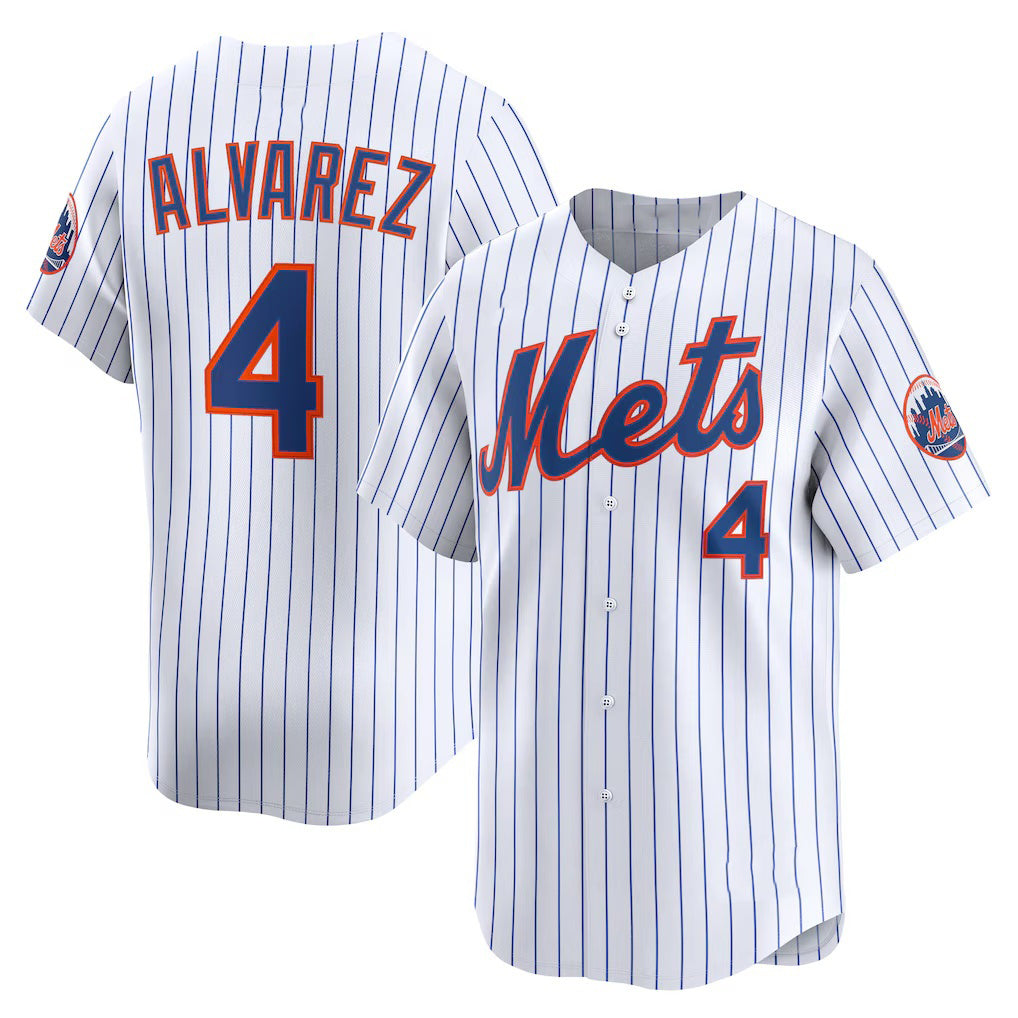 New York Mets #4 Francisco Alvarez White AmberGomez Home Limited Player Jersey