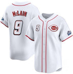 Cincinnati Reds #9 Matt McLain White AmberGomez 2025 Speedway Classic Home Limited Stitched Jersey
