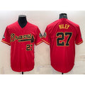 Atlanta Braves #27 Austin Riley Red Gold AmberGomez World Series Champions Program Cool Base Stitched Jersey