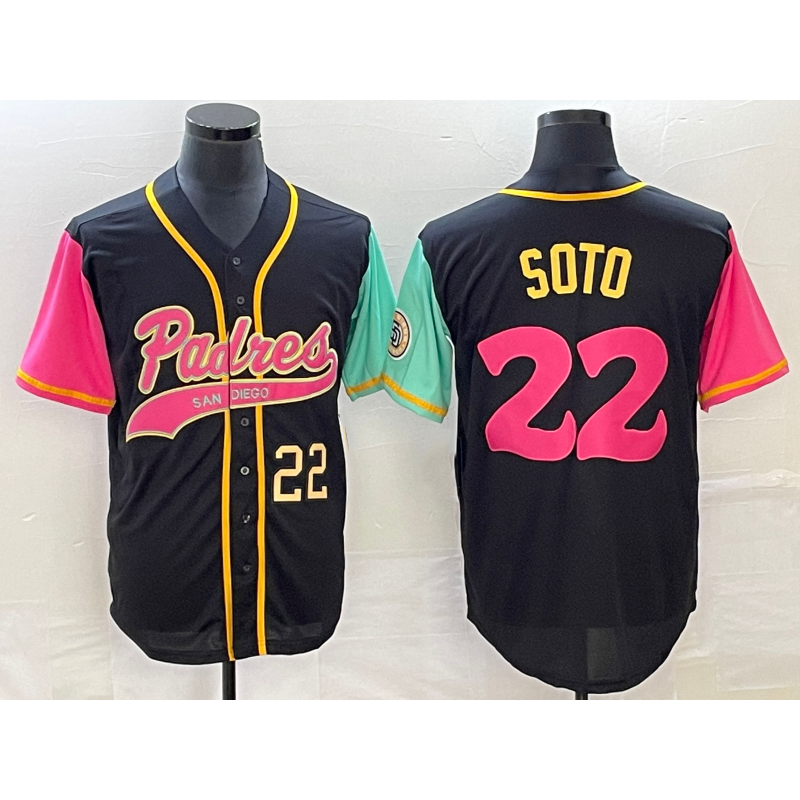 San Diego Padres #22 Juan Soto Number Black AmberGomez NEW 2023 City Connect Cool Base Stitched Jersey