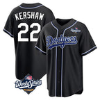 Los Angeles Dodgers #22 Clayton Kershaw Player Black AmberGomez World Series Carbon Limited Home Stitched Jerseys