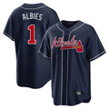 Atlanta Braves #1 Ozzie Albies Player Navy AmberGomez Home Game Stitched Jerseys
