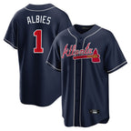 Atlanta Braves #1 Ozzie Albies Player Navy AmberGomez Home Game Stitched Jerseys