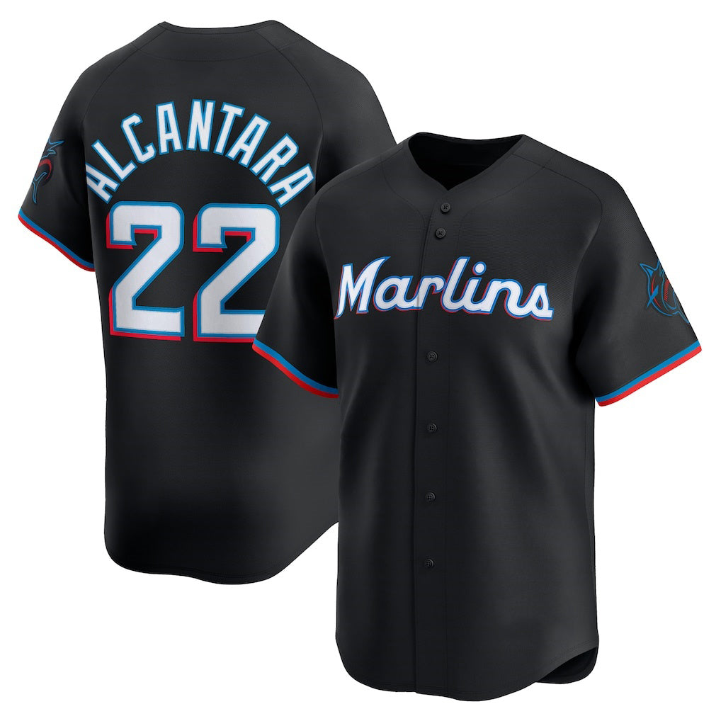 Miami Marlins #22 Sandy Alcantara Black AmberGomez Alternate Limited Player Jersey