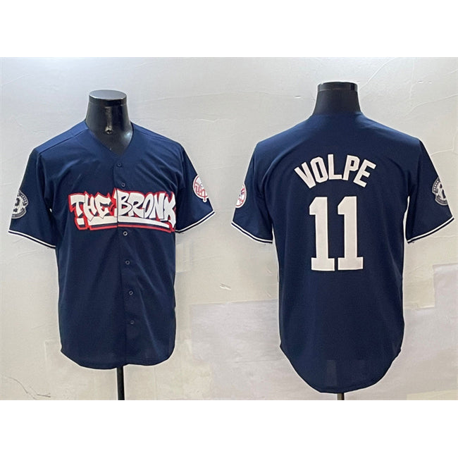 New York Yankees #11 Anthony Volpe Navy AmberGomez Bronx Graffiti Vapor Limited Stitched Jersey