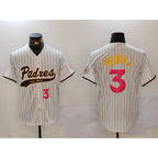 San Diego Padres #3 Jackson Merrill white AmberGomez Cool Base Stitched Jerseys