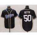 Los Angeles Dodgers #50 Mookie Betts Black White AmberGomez Cool Base Stitched Jersey