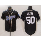 Los Angeles Dodgers #50 Mookie Betts Black White AmberGomez Cool Base Stitched Jersey