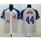 Atlanta Braves #44 Hank Aaron Number White AmberGomez 2023 City Connect Flex Base Stitched Jersey 3