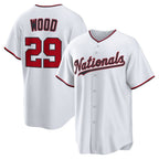 Washington Nationals #29 James Wood White AmberGomez Home Replica Jersey