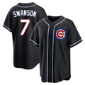 Chicago Cubs #7 Dansby Swanson Player Black AmberGomez Fashion Out Game Stitched Jerseys