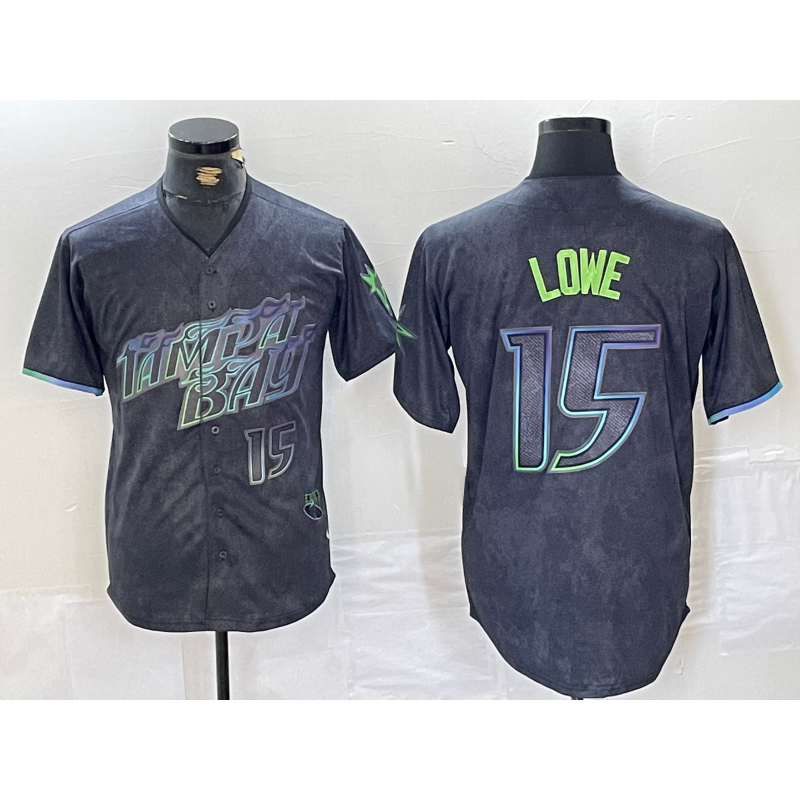 Tampa Bay Rays #15 Josh Lowe Number Charcoal AmberGomez 2024 City Connect Limited Stitched Jersey 2