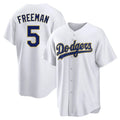 Los Angeles Dodgers #5 Freddie Freeman Player Gold White AmberGomez 2026 Collection Stadium Game Stitched Jerseys