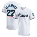 Miami Marlins #22 Sandy Alcantara White AmberGomez Home Elite Jersey