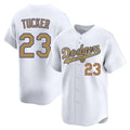 Los Angeles Dodgers #23 Kyle Tucker Player White Gold AmberGomez Collection Limited Home Stitched Jerseys
