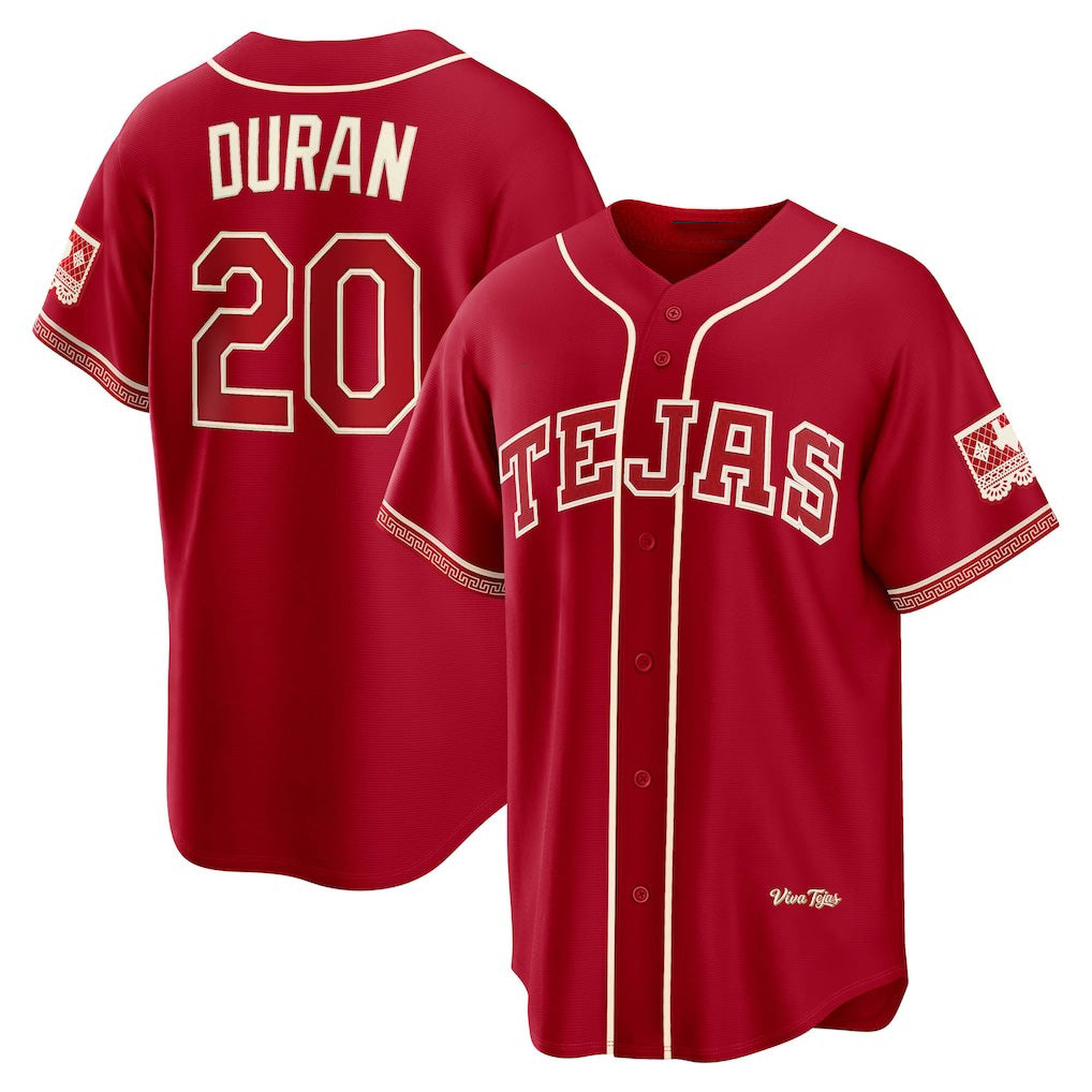 Texas Rangers #20 Ezequiel Duran Red AmberGomez 2026 City Connect Stadium Jersey