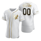 Custom New York Yankees White AmberGomez Stitched Flex Base Golden Edition Jersey