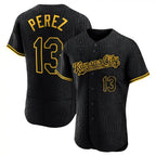 Kansas City Royals #13 Salvador Perez Player Black AmberGomez Snake Skin City Limited Elite Stitched Jerseys