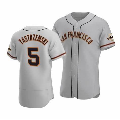 San Francisco Giants #5 Mike Yastrzemski Gray AmberGomez Flex Base Jersey