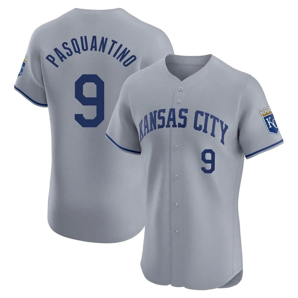 Kansas City Royals #9 Vinnie Pasquantino Player Gray AmberGomez Limited Elite Home Stitched Jerseys