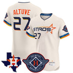 Houston Astros #27 Jose Altuve Player Cream AmberGomez City Connect Texas Patch Vapor Premier Limited Elite Home Stitched Jerseys