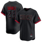 Cincinnati Reds #28 Eugenio Su¨¢rez Player Black AmberGomez City Connect Home Limited Stitched Jerseys