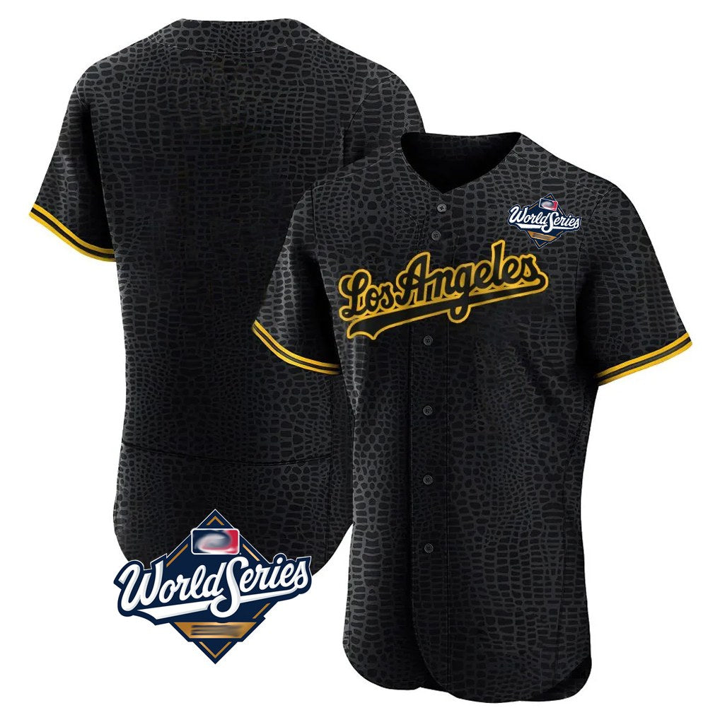 Los Angeles Dodgers Blank Player Black AmberGomez Snake Skin City Limited Elite Home World Series Stitched Jerseys