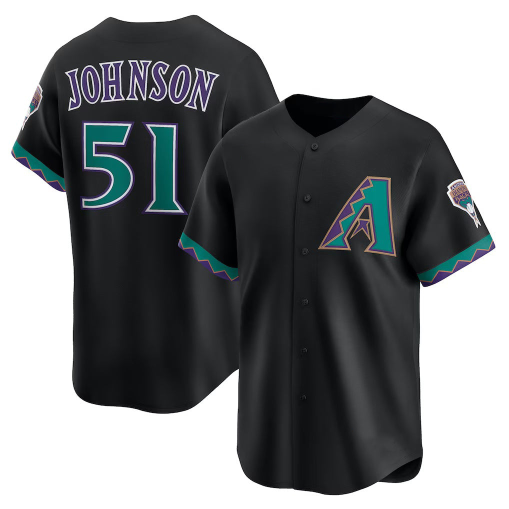 Arizona Diamondbacks #51 Randy Johnson Black AmberGomez Throwback Cooperstown Collection Limited Jersey