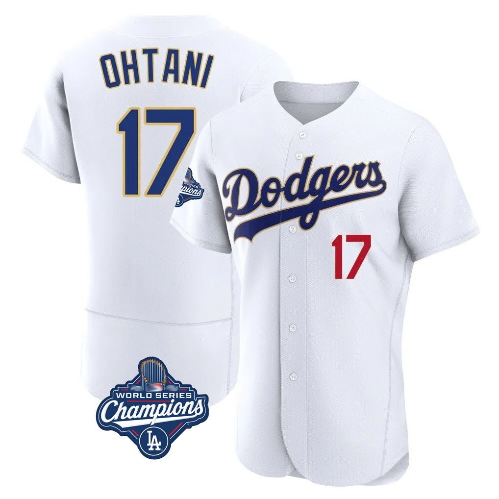 Los Angeles Dodgers #17 Shohei Ohtani Player Gold White AmberGomez World Series Meet 2026 Collection Stadium Limited Elite Stitched Jerseys