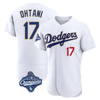 Los Angeles Dodgers #17 Shohei Ohtani Player Gold White AmberGomez World Series Meet 2026 Collection Stadium Limited Elite Stitched Jerseys