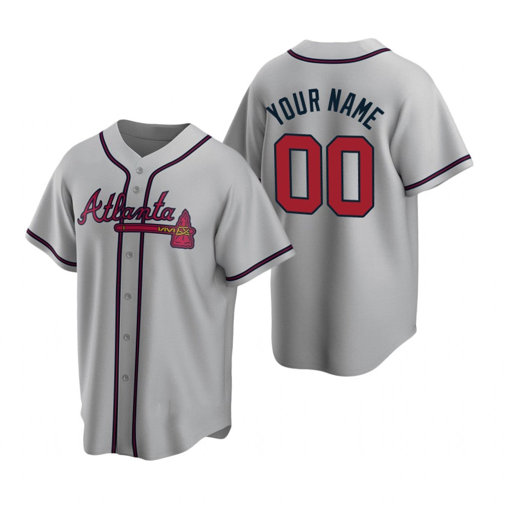 Custom Atlanta Braves Gray AmberGomez 2020 Stitched Cool Base Road Jersey
