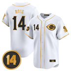 Cincinnati Reds #14 Pete Rose Player White-Gold AmberGomez Vapor Premier Limited Home Stitched Jerseys