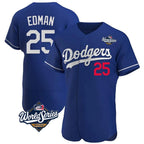 Los Angeles Dodgers #25 Tommy Edman Player Royal AmberGomez World Series Limited Elite Home Stitched Jerseys