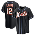 New York Mets #12 Francisco Lindor 2026 Black AmberGomez Out Stitched Jersey