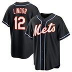 New York Mets #12 Francisco Lindor 2026 Black AmberGomez Out Stitched Jersey