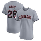 Cleveland Guardians #28 Tanner Bibee Player Gray AmberGomez Road Limited Elite Home Stitched Jerseys
