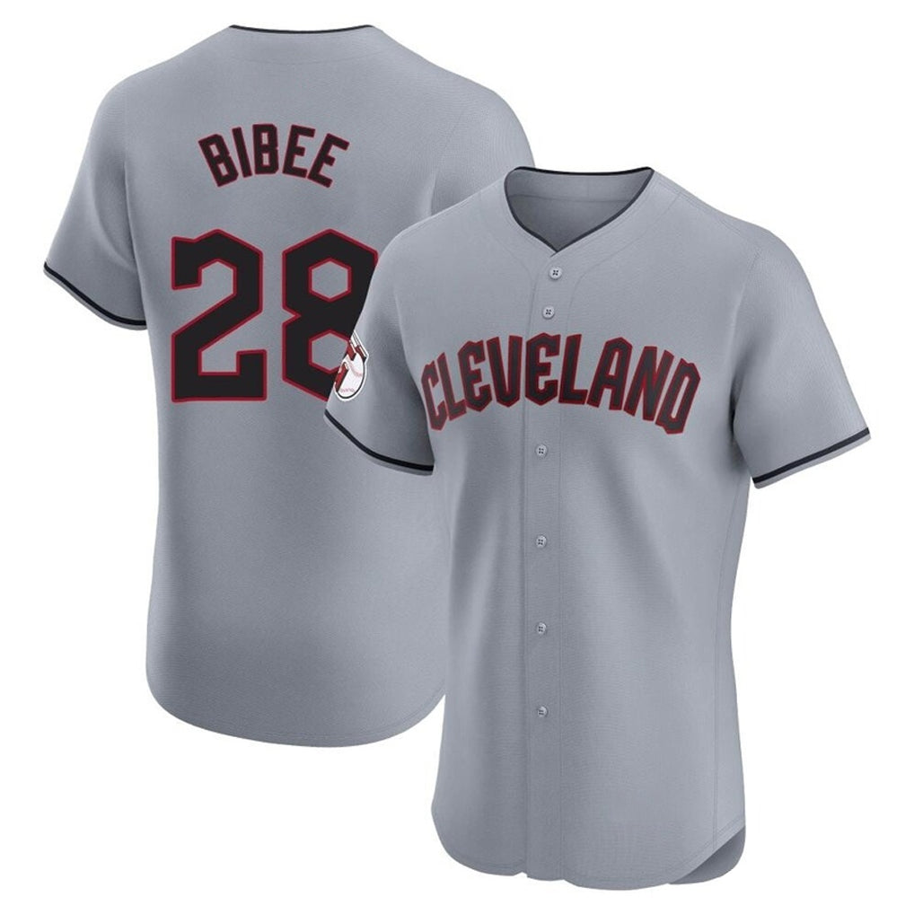 Cleveland Guardians #28 Tanner Bibee Player Gray AmberGomez Road Limited Elite Home Stitched Jerseys
