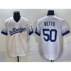 Los Angeles Dodgers #50 Mookie Betts White AmberGomez City Connect Cool Base Stitched Jersey